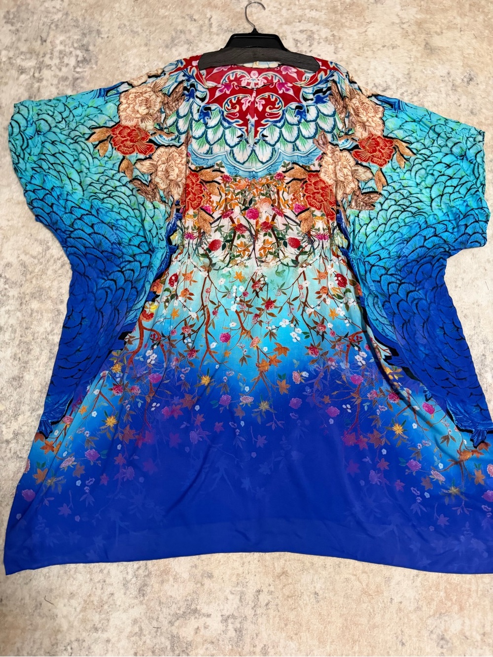 Gottex Blue Turquoise Floral Kimono Coverup